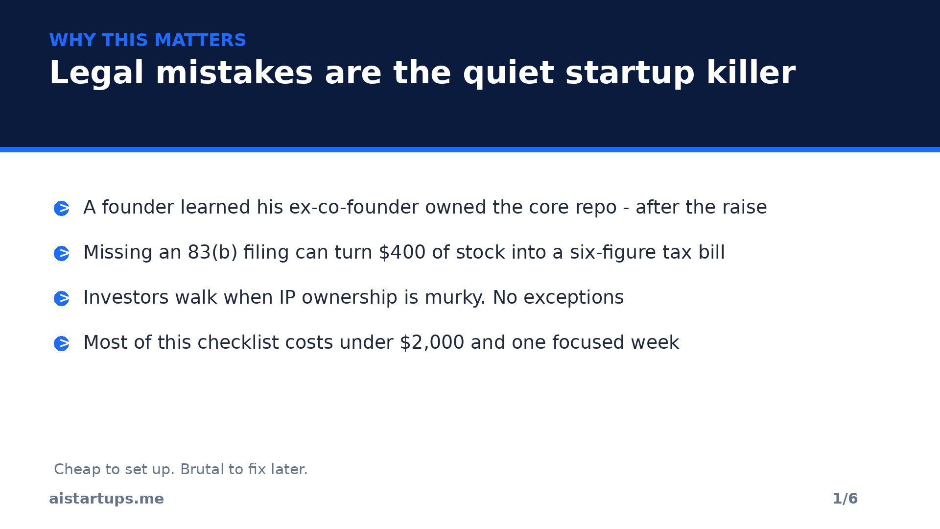 Slide 1: legal mistakes are the quiet startup killer