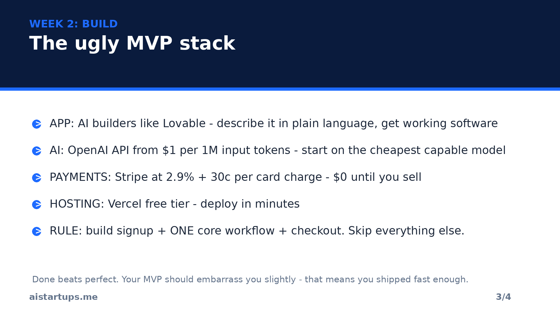Week 2 of the sprint - build the ugly MVP stack