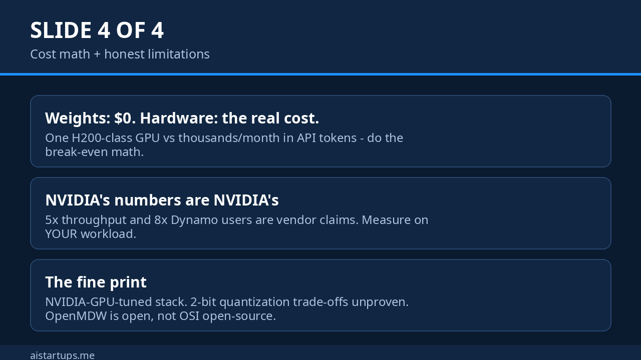 Nemotron 3.5 slide 4: cost math and honest limitations
