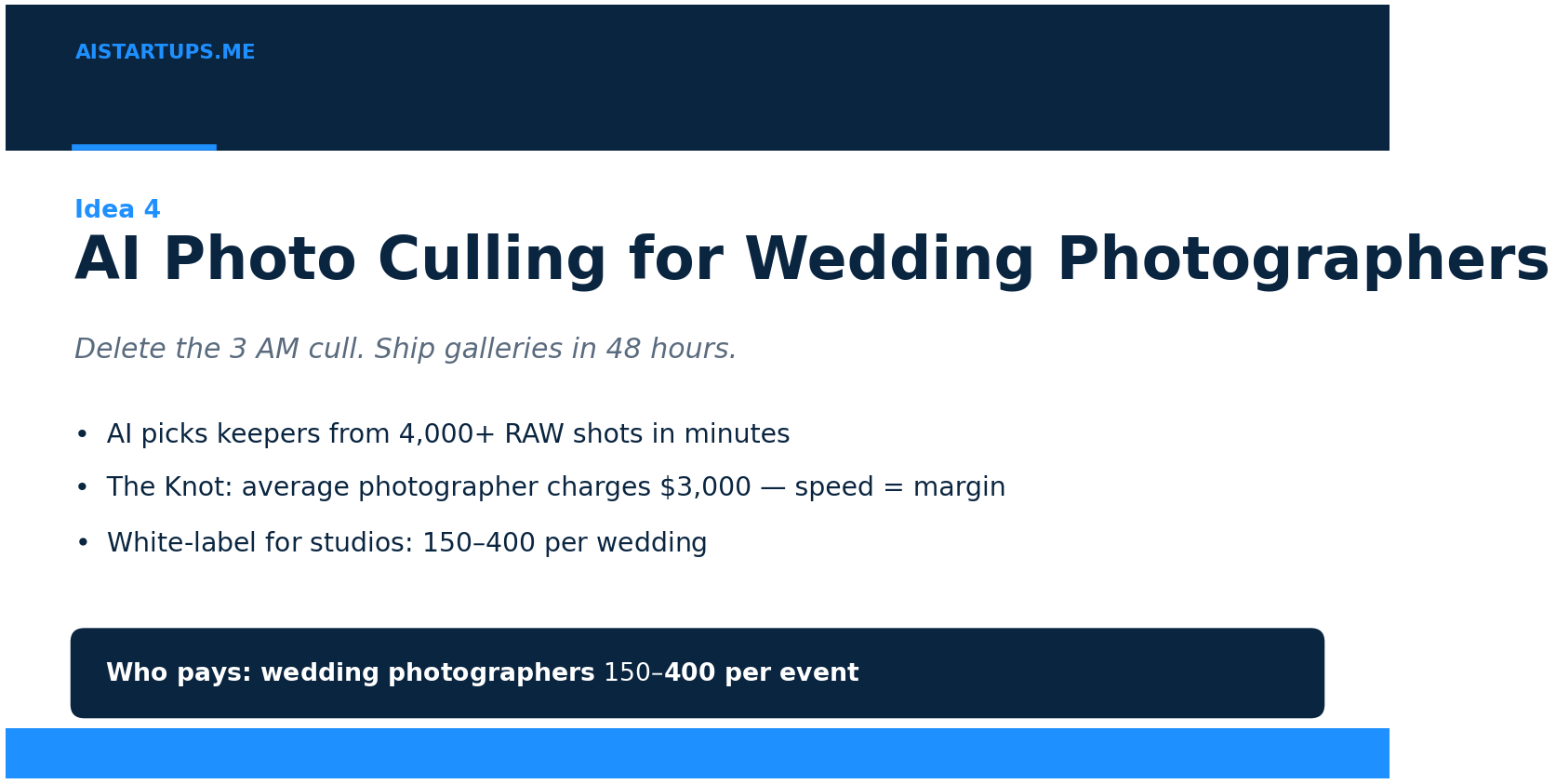 Idea 4: AI photo culling for wedding photographers